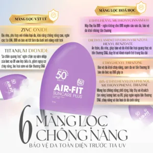 6 màng lọc chống nắng vật lý và hóa học bảo vệ da toàn diện.