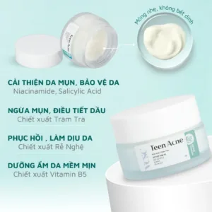 Công dụng kiềm dầu giảm mụn và làm dịu tổn thương của kem Teen Acne