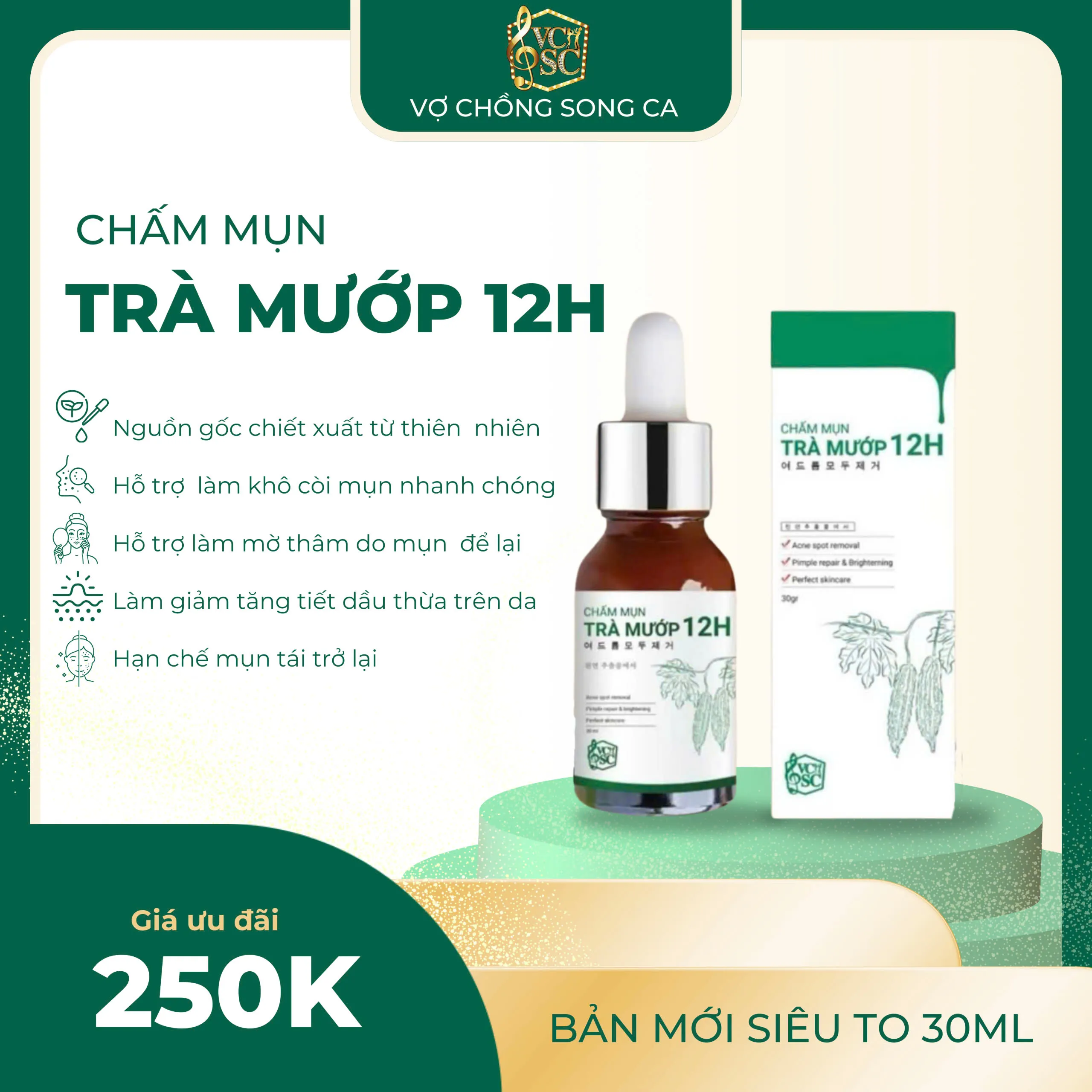 Công dụng làm khô còi mụn và mờ thâm của chấm mụn trà mướp.