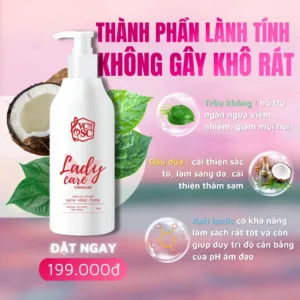 Dung dịch vệ sinh Lady Care Premium chiết xuất trầu không và dầu dừa giúp làm hồng vùng kín