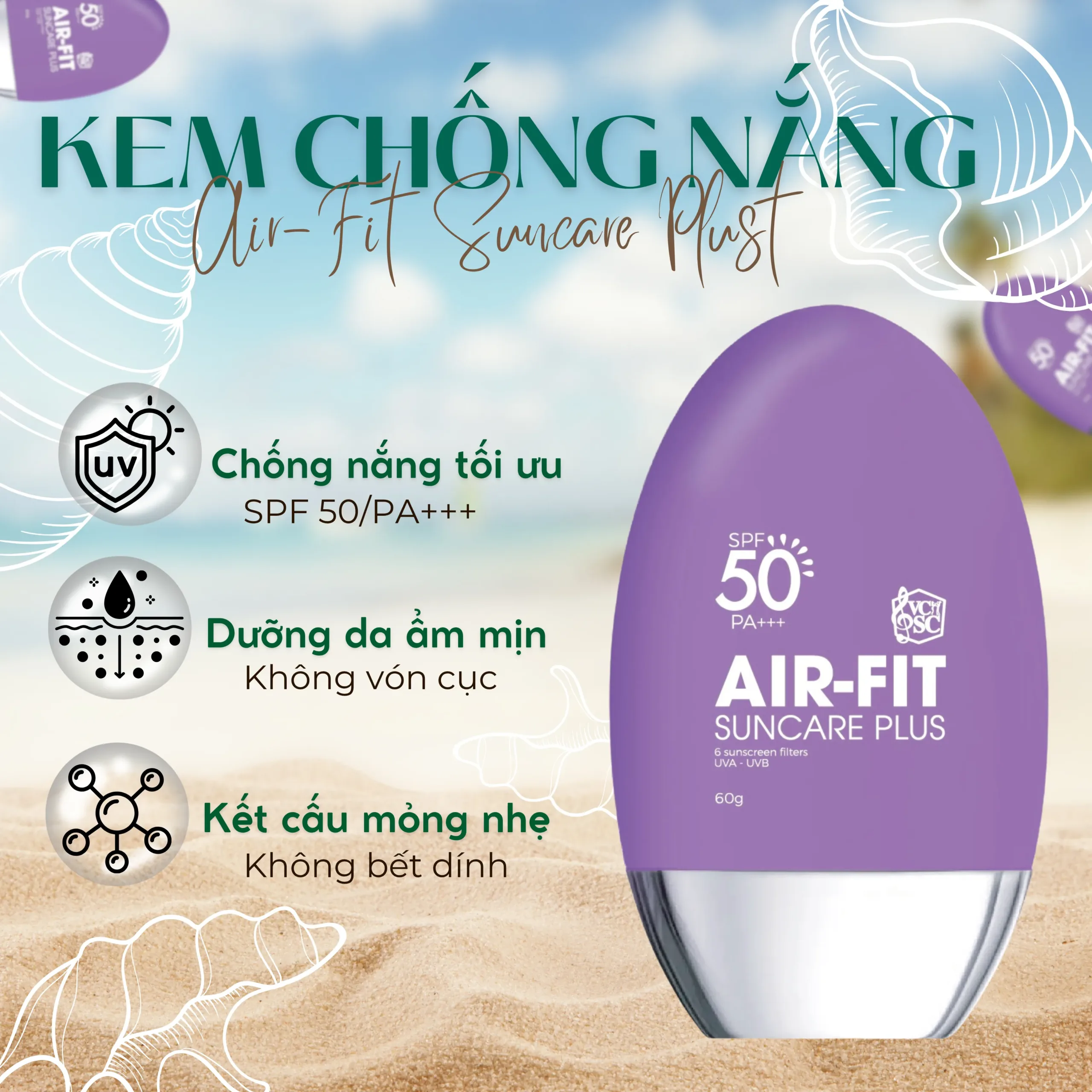 Kem chống nắng Air-Fit dưỡng ẩm mịn màng không gây bết dính